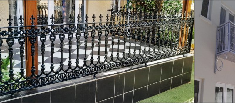 Twisted Steel Outside wrought iron balustrades and balcony. Manufacturing Driveway Gates, Pool Fencing, Swing Gates, Palisade Fencing, Wall Panels, Security Gates, Burglar Bars, Staircases, Industrial Gates, Patio gates, Balustrades, Fencing, Wall Railings Gqeberha (Port Elizabeth).